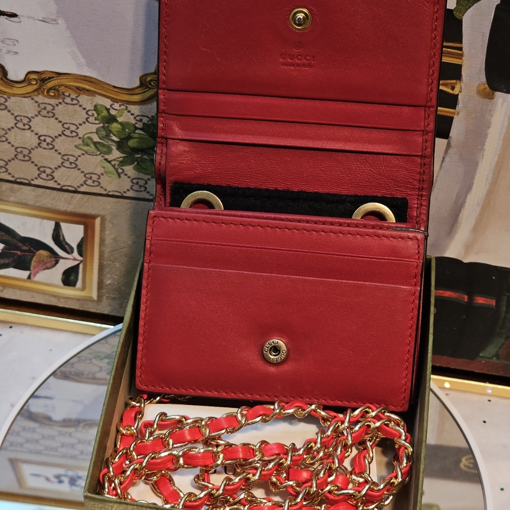 Gucci GG Supreme Coated Canvas 3D Beige & Red Cherry Compact Wallet - Picture 10 of 16